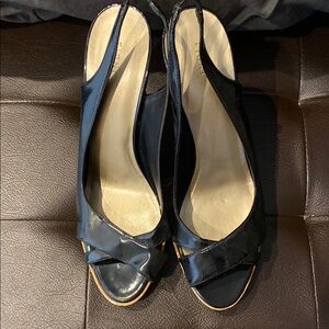 Fioni Black High-Heeled Peep-Toe Shoes